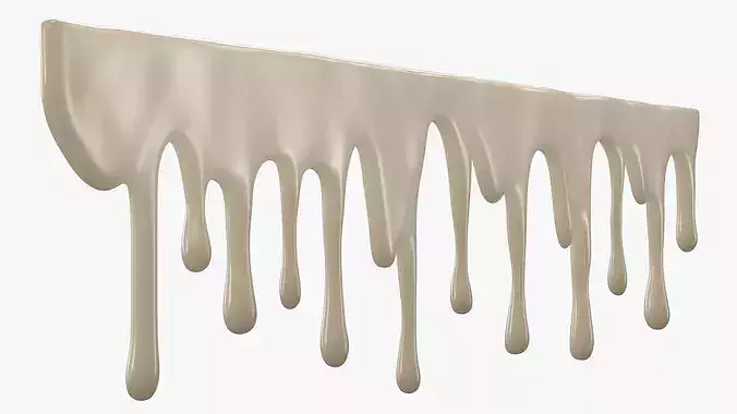 White Chocolate Drips Set 3D model 5