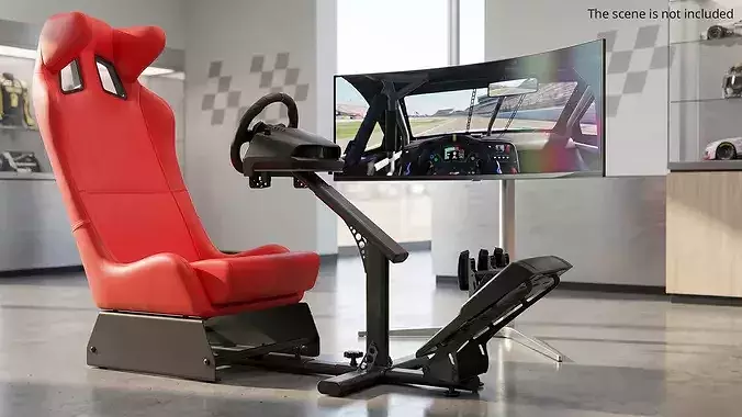 Racing Simulator Seat with Pedal Mount 3D model 2
