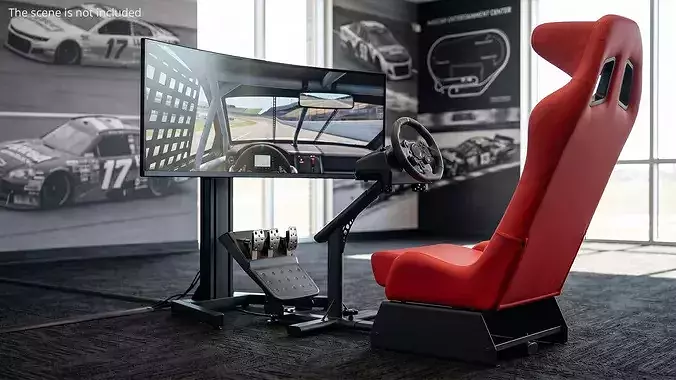 Racing Simulator Seat with Pedal Mount 3D model 3