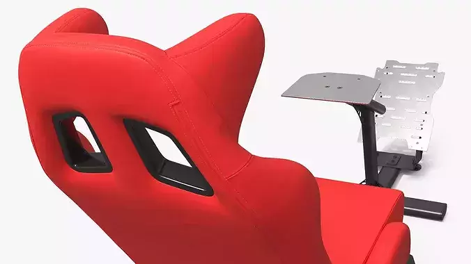 Racing Simulator Seat with Pedal Mount 3D model 7