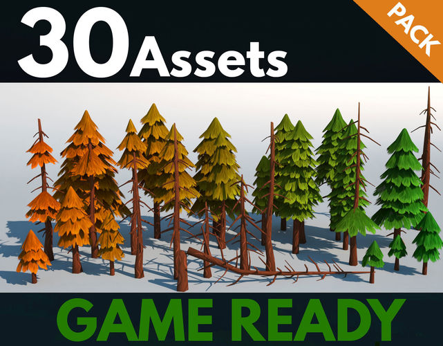 Fir trees pack 03 Low-poly 3D model