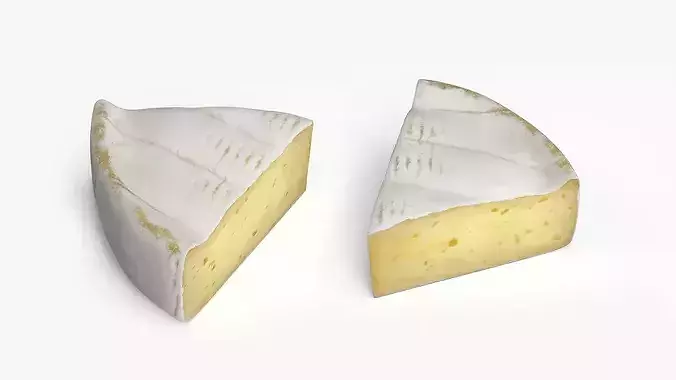 Brie Cheese Slice with Creamy Texture 3D model 4