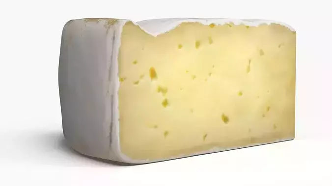 Brie Cheese Slice with Creamy Texture 3D model 3