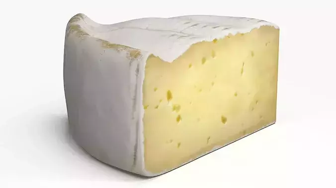 Brie Cheese Slice with Creamy Texture 3D model