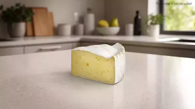 Brie Cheese Slice with Creamy Texture 3D model 2