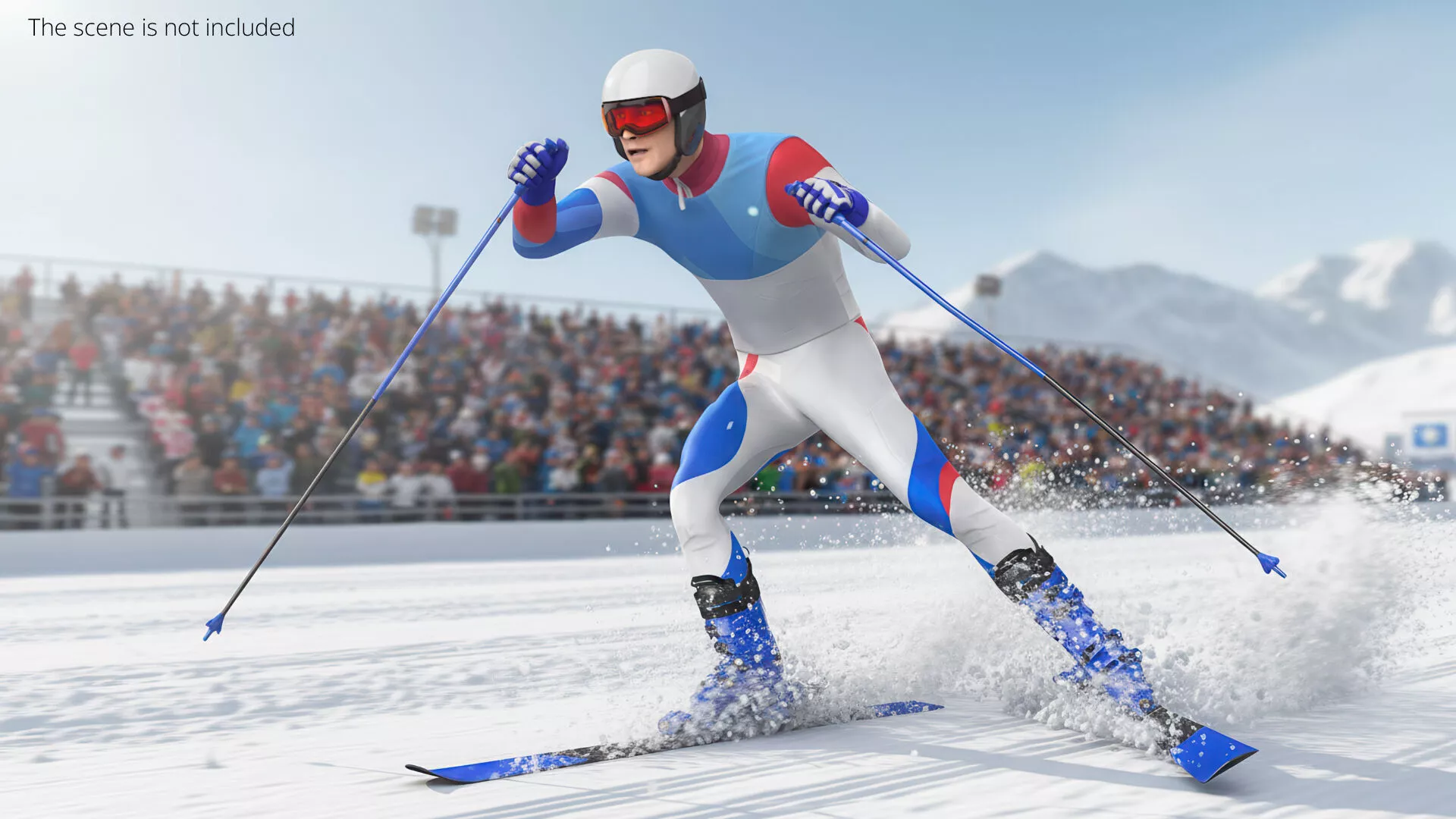 Skier Fast Speed Push Animated Rigged For Maya 3D model