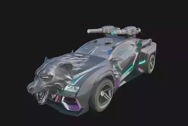 Tiger Head Weaponized Combat Vehicle 3D model 4