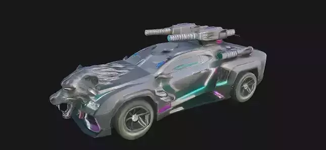 Tiger Head Weaponized Combat Vehicle 3D model 3
