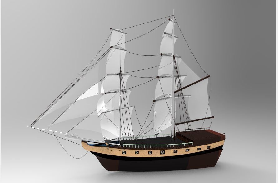 Pirate sailboat Low-poly 3D model_6