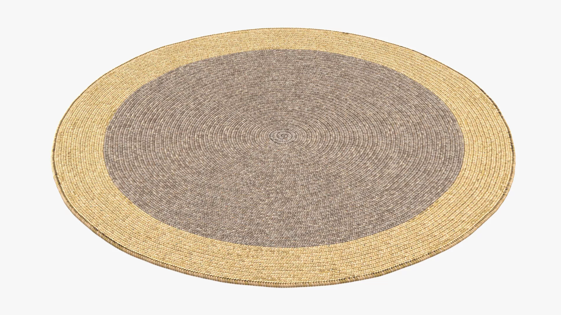 Handwoven Round Jute Carpet Beige Brown Fur 3D model