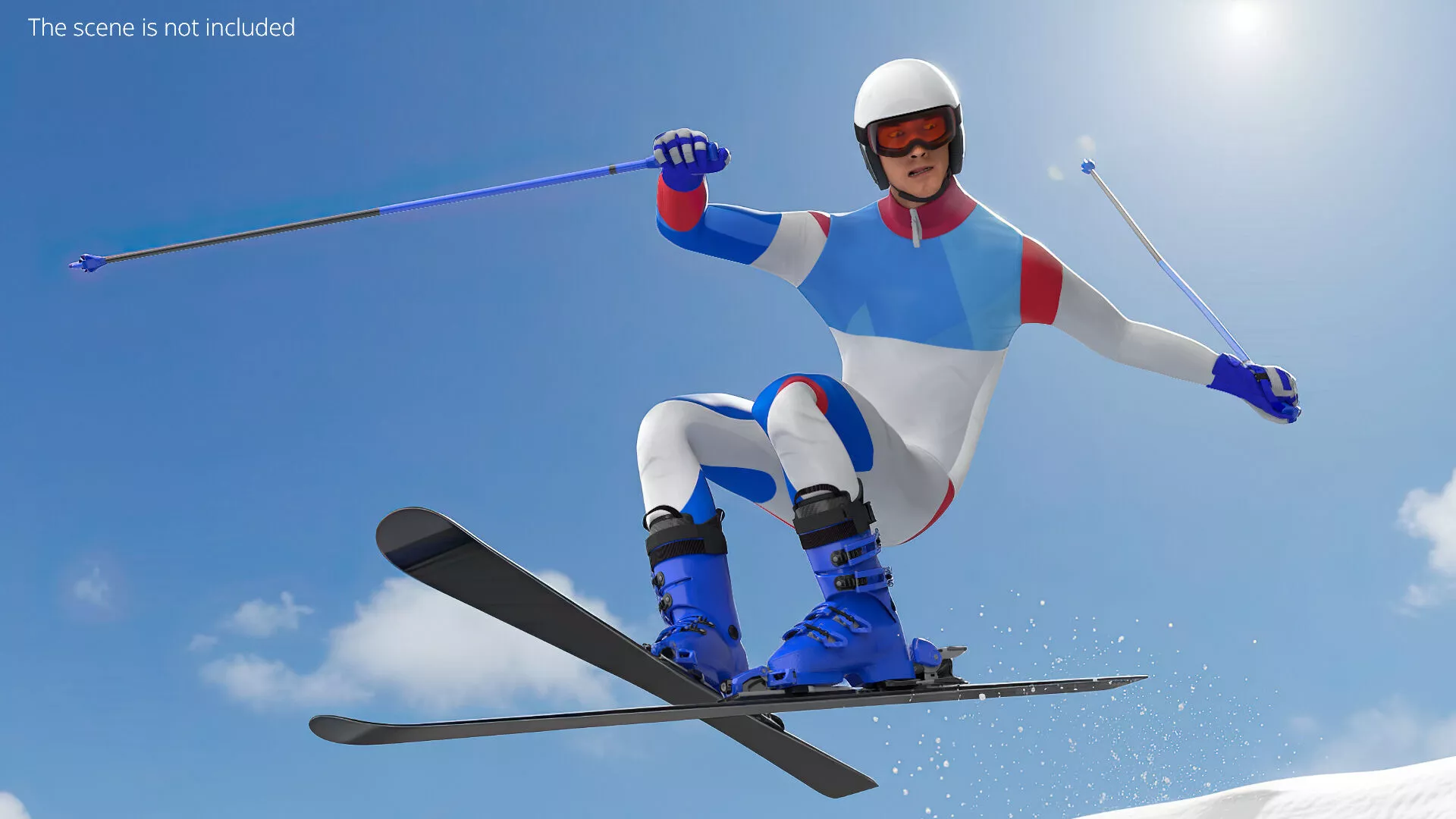 Skier Air Trick Flip Animated Rigged for Maya 3D model