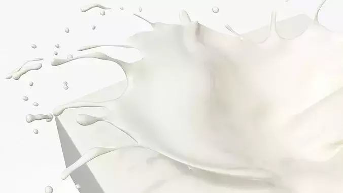 Milk Splash with Liquid Stream on Solid Block White 3D model 7