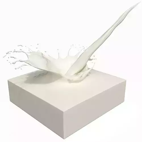 Milk Splash with Liquid Stream on Solid Block White 3D model