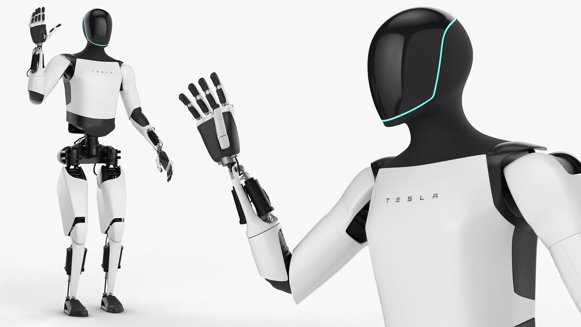 Tesla Optimus Gen 2 Robot Hand Wave Animated Rigged For Blender 3D model