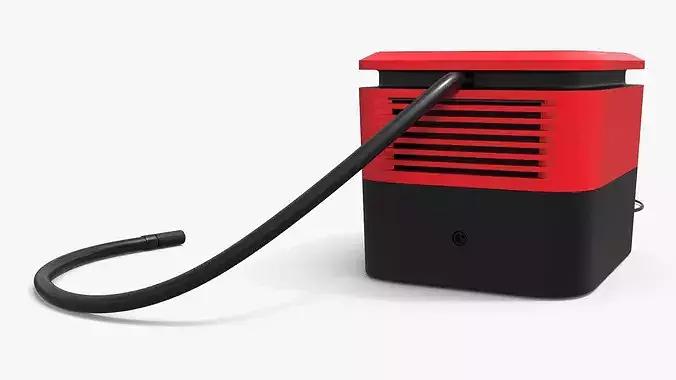 Electric Air Compressor Tire Repair Kit Red Black 3D model 4