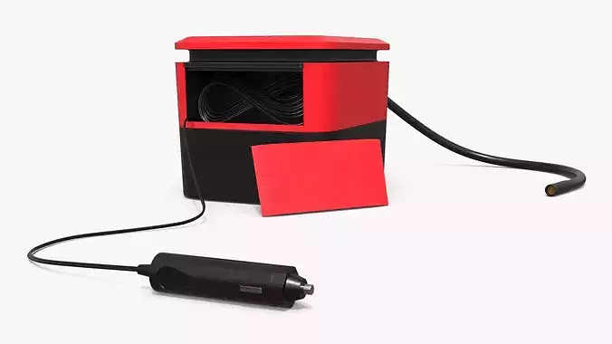 Electric Air Compressor Tire Repair Kit Red Black 3D model 2
