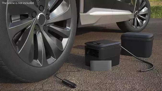 Tesla Air Compressor and Tire Repair Kit in Case 3D model 3