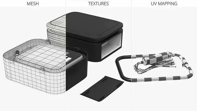 Tesla Air Compressor and Tire Repair Kit in Case 3D model 7