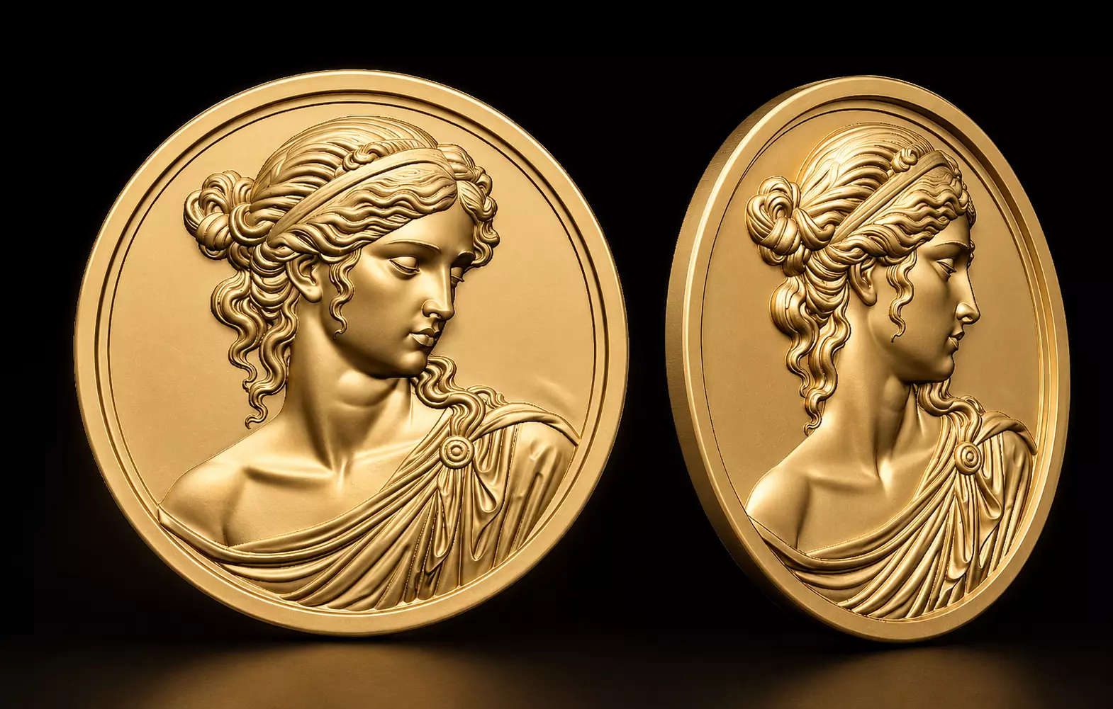 Classical Goddess Coin Relief STL 3D print model