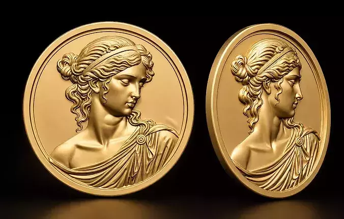 Classical Goddess Coin Relief STL