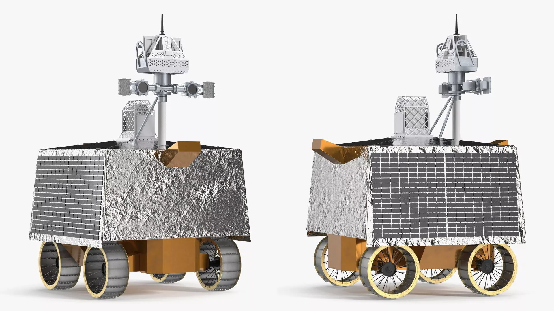 NASA VIPER Robotic Lunar Rover Silver Rigged 3D model