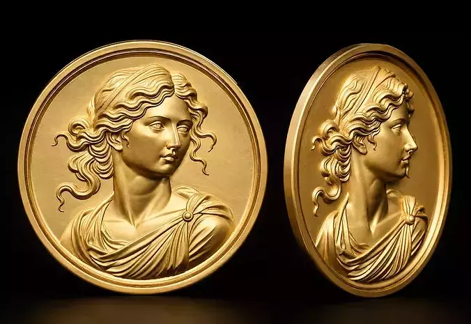 Classical Goddess Cameo Coin STL