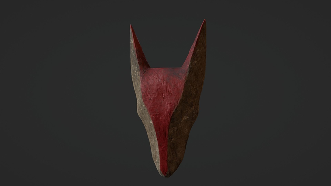 Carved Wooden Hound Mask