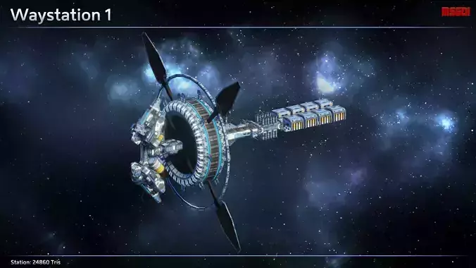 Modular Waystation Space Station Low-poly 3D model