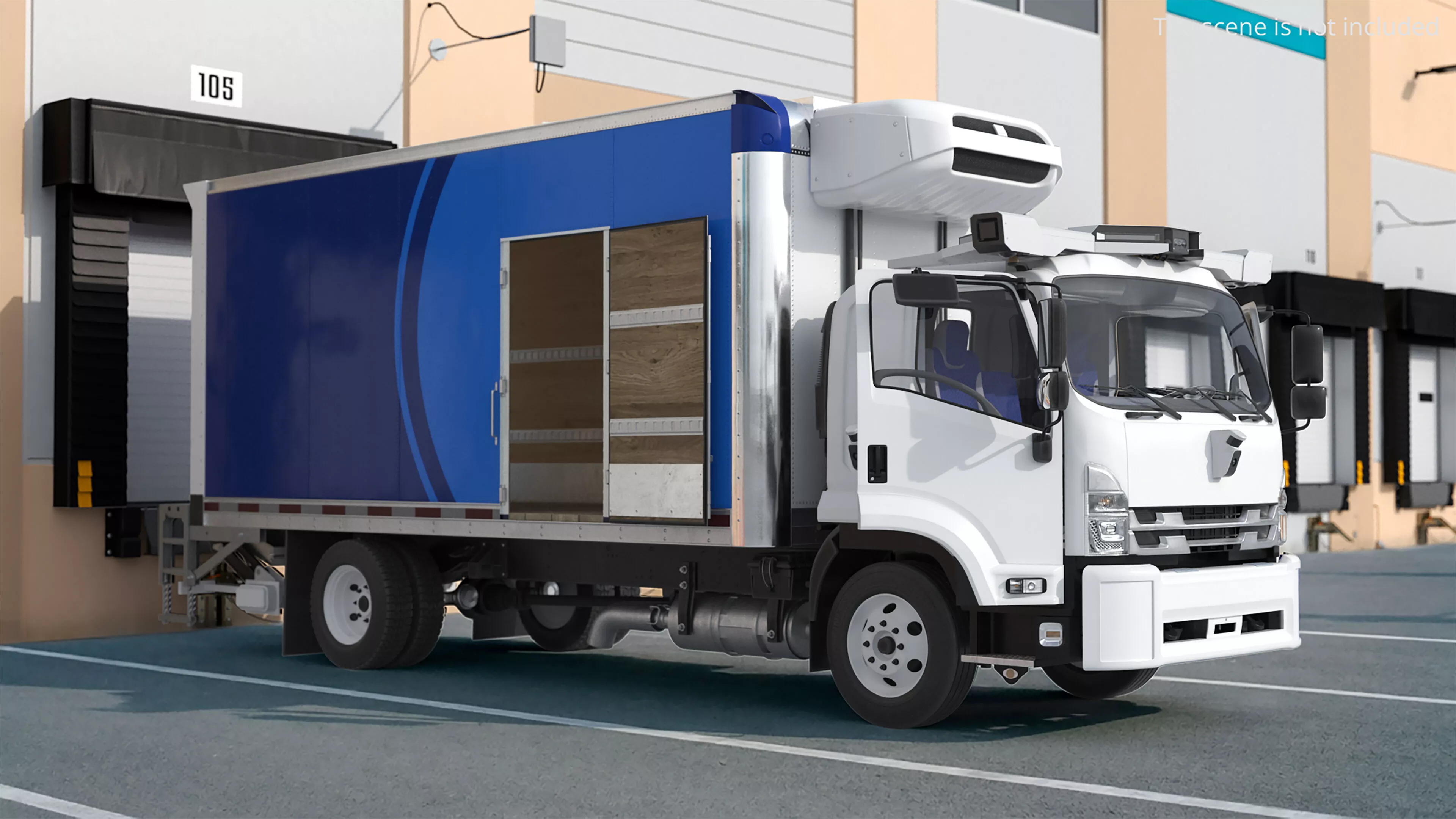 Unmanned Logistics Box Truck with Sensor Array Rigged 3D model