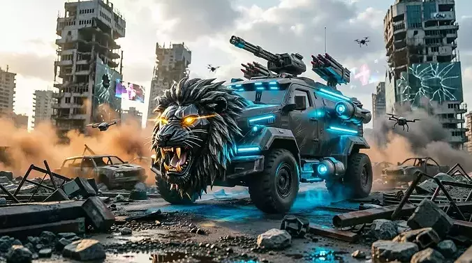 Cybernetic Lion War Vehicle 3D model