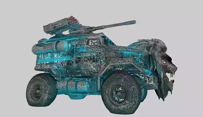 Cybernetic Lion War Vehicle 3D model 7