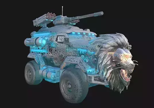Cybernetic Lion War Vehicle 3D model 4