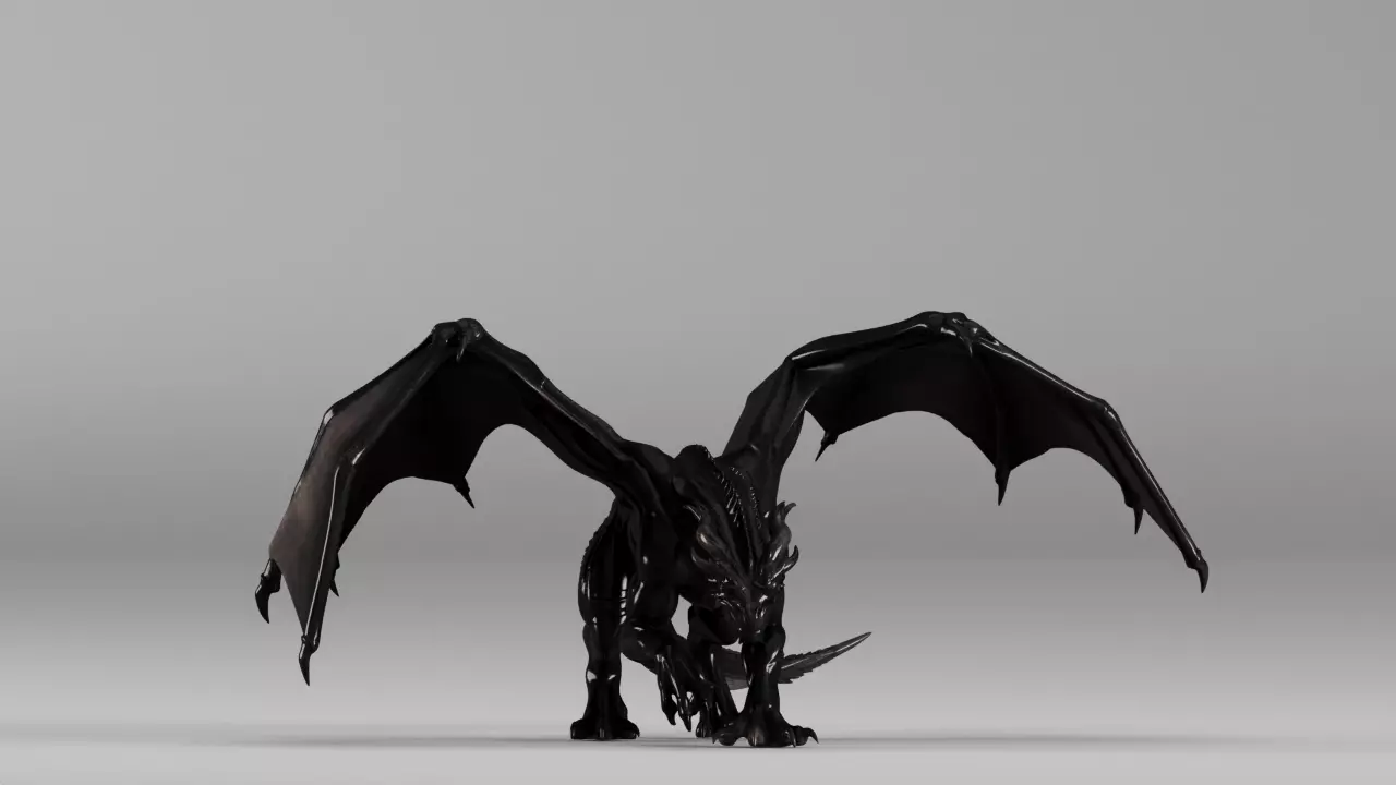 S00075 Black Dragon Frontal Aggressive Pose 3D Model 3D model
