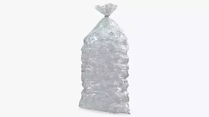Bag with Frozen Ice Cubes 8LB Clear 3D model 2