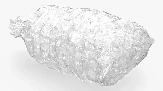 Bag with Frozen Ice Cubes 8LB Clear 3D model 5