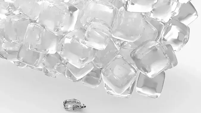 Bag with Frozen Ice Cubes 8LB Clear 3D model 7