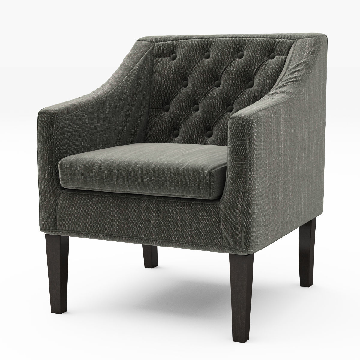 Chair collection tufted armchair Low-poly 3D model_4
