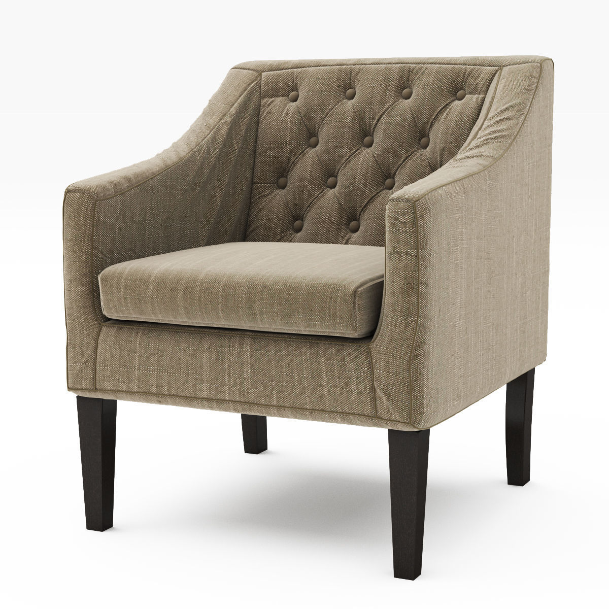 Chair collection tufted armchair Low-poly 3D model_5