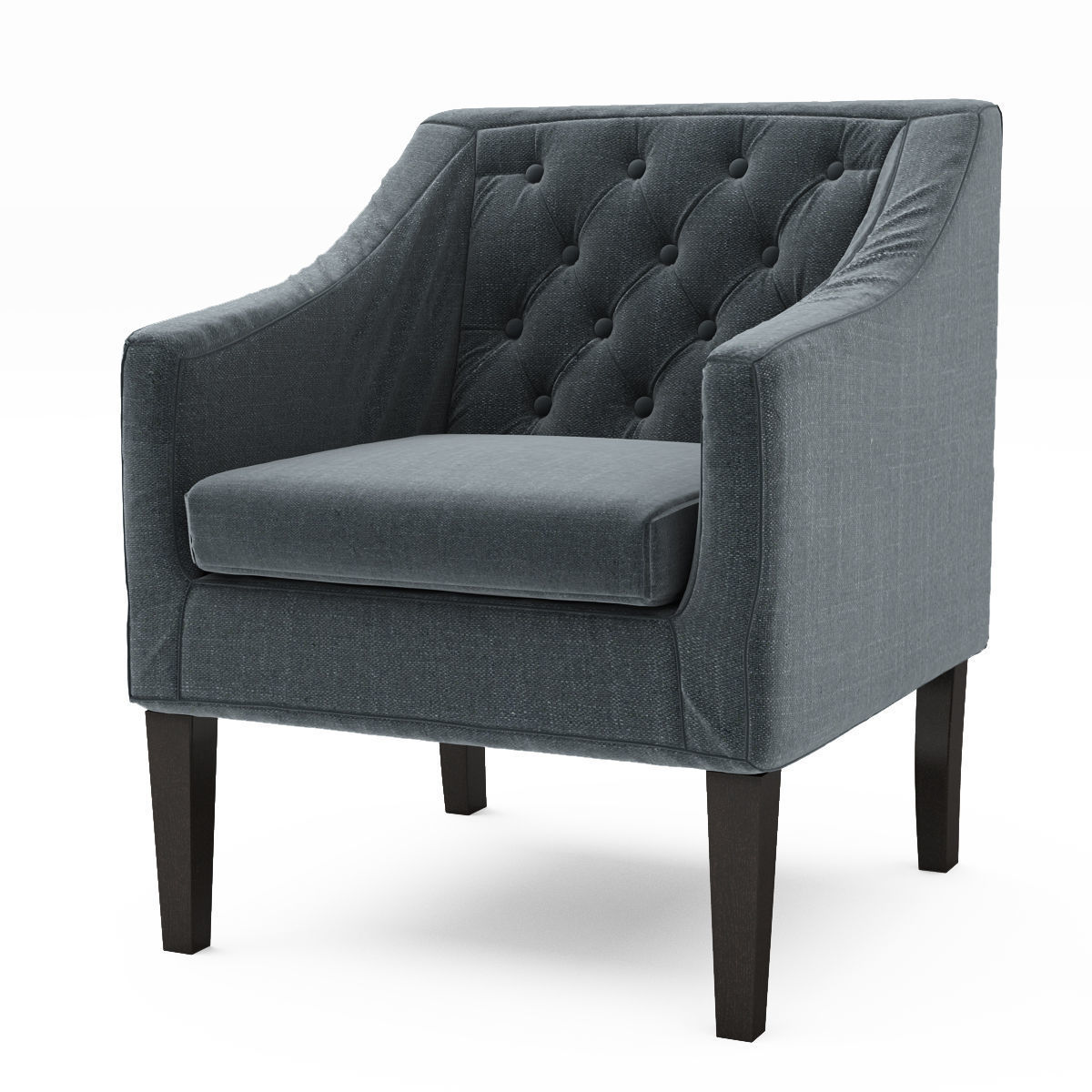 Chair collection tufted armchair Low-poly 3D model_1