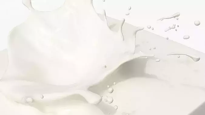 Milk Splash on Solid Block White 3D model 7