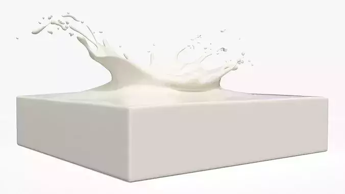 Milk Splash on Solid Block White 3D model