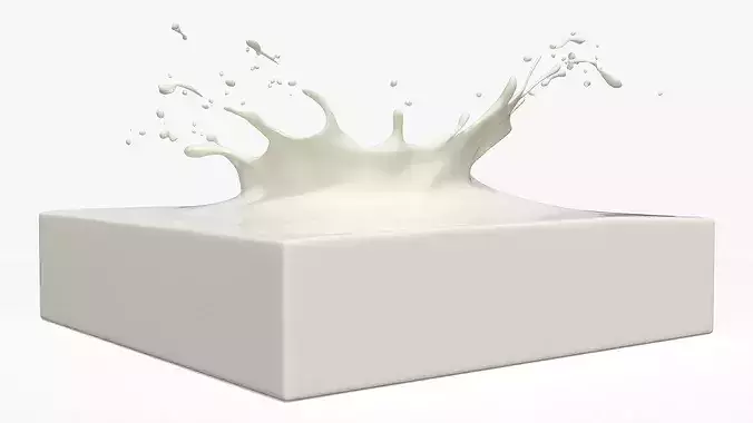 Milk Splash on Solid Block White 3D model 4