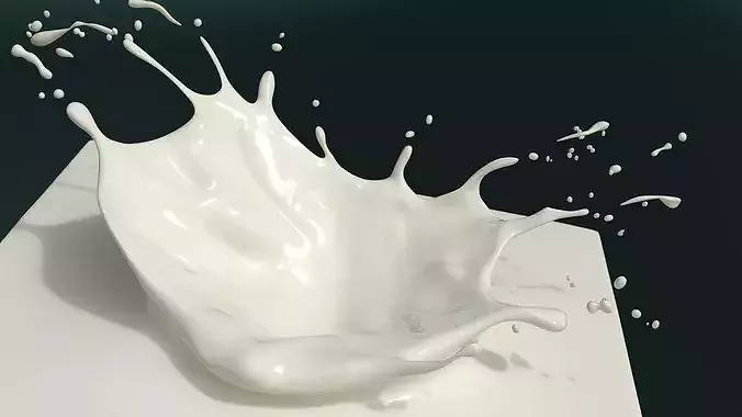 Milk Splash on Solid Block White 3D model 2