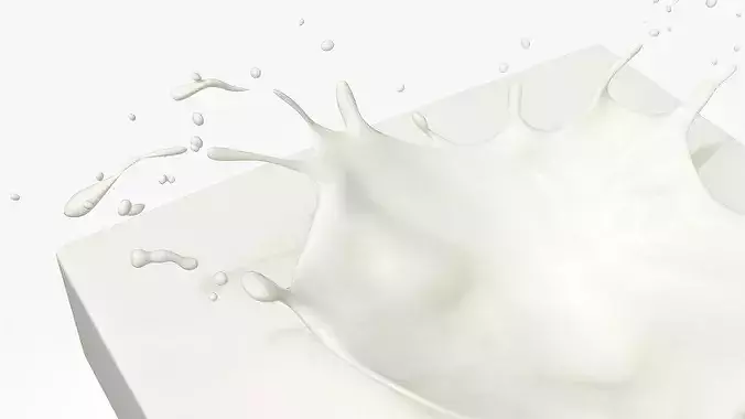 Milk Splash on Solid Block White 3D model 6