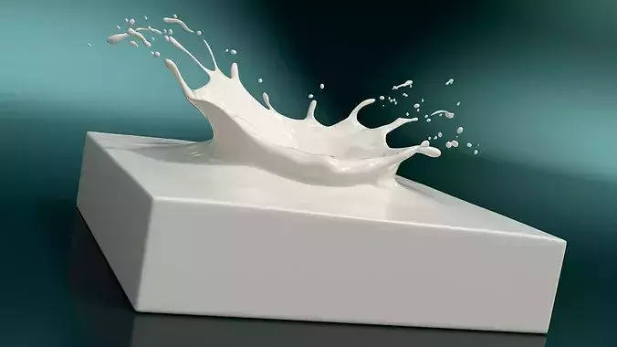 Milk Splash on Solid Block White 3D model 3