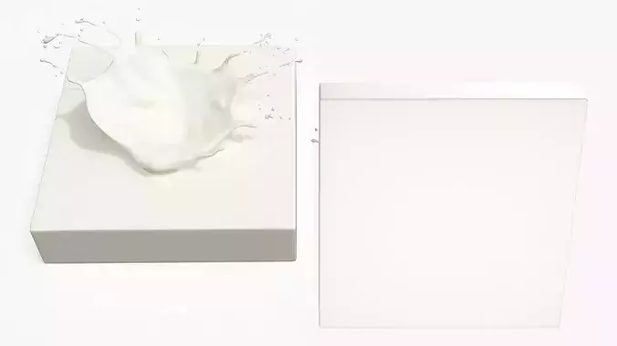 Milk Splash on Solid Block White 3D model 5