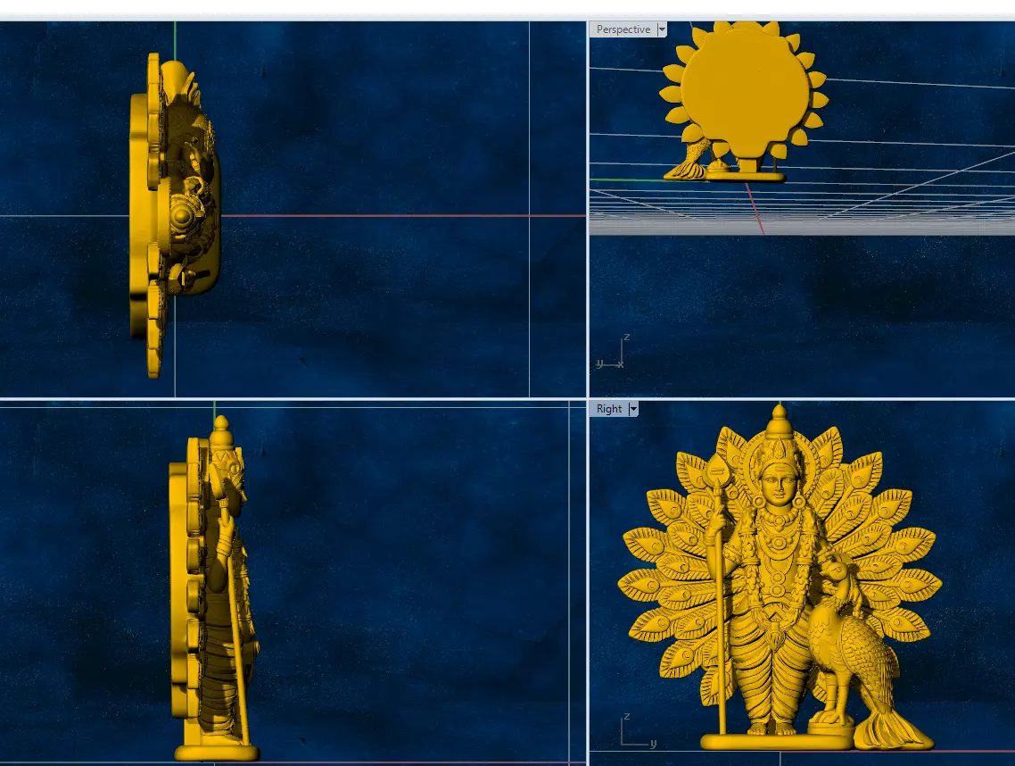peacock ayyappa kumara swamy god locket gold silver 3D print model