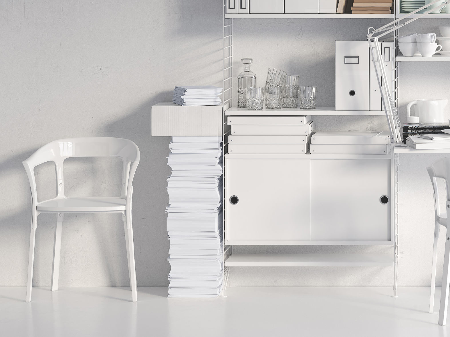 String system bookshelf with workspace 3D model_3