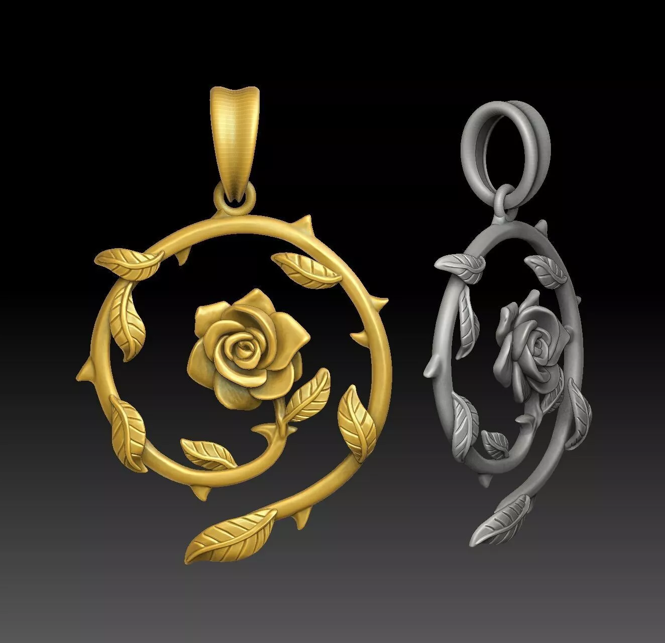 Eternal Rosevine - one inch pendant 3D print model