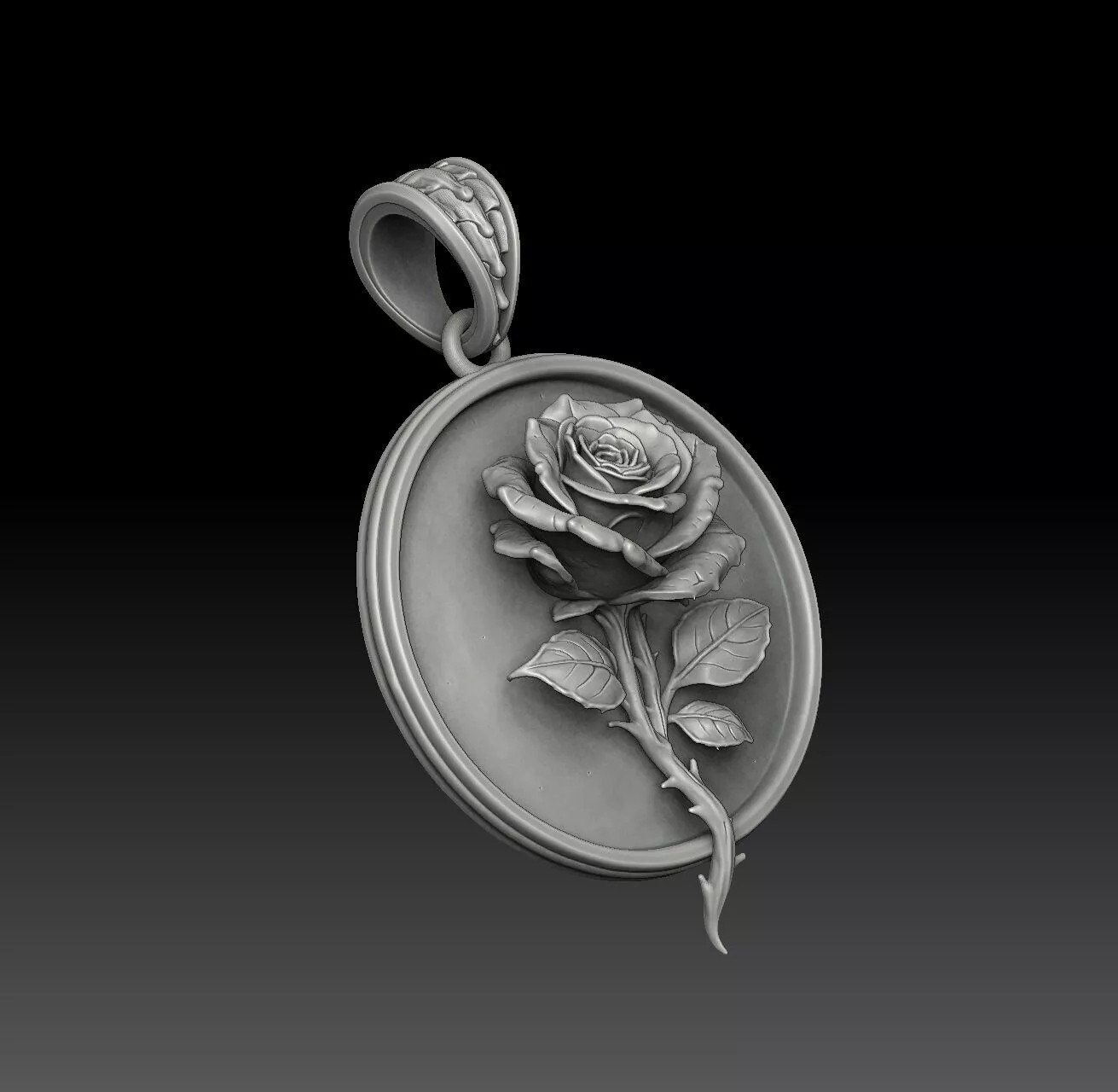 Medallion Rose - one inch pendant 3D print model